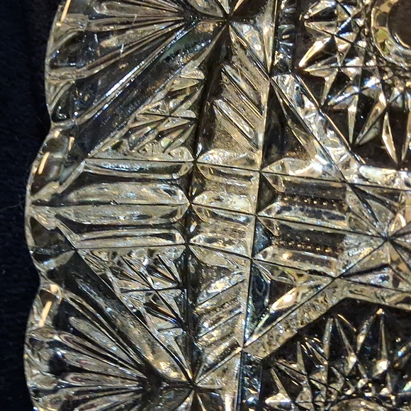 Vtg ABP Style Clear Cut Crystal Or Heavy Pressed Glass Serving Tray - Picture 5 of 8
